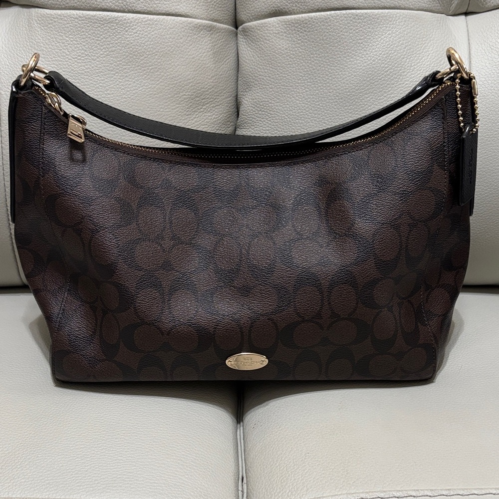 Coach Dark Brown Shoulder Bag with Black Accents